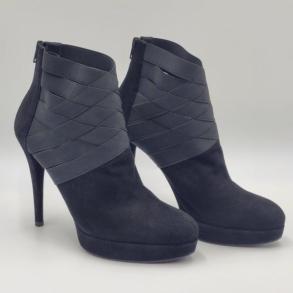 Stuart Weitzman - Black Suede Platform Booties - Picture 5 of 16